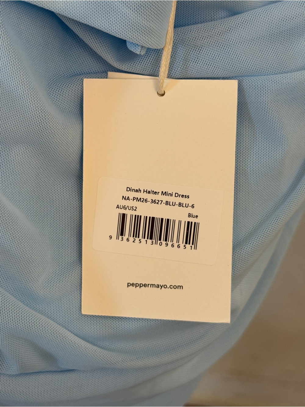 NWT Peppermayo Dinah Baby Blue Halter Mesh Mini Dress XS - Picture 4 of 5
